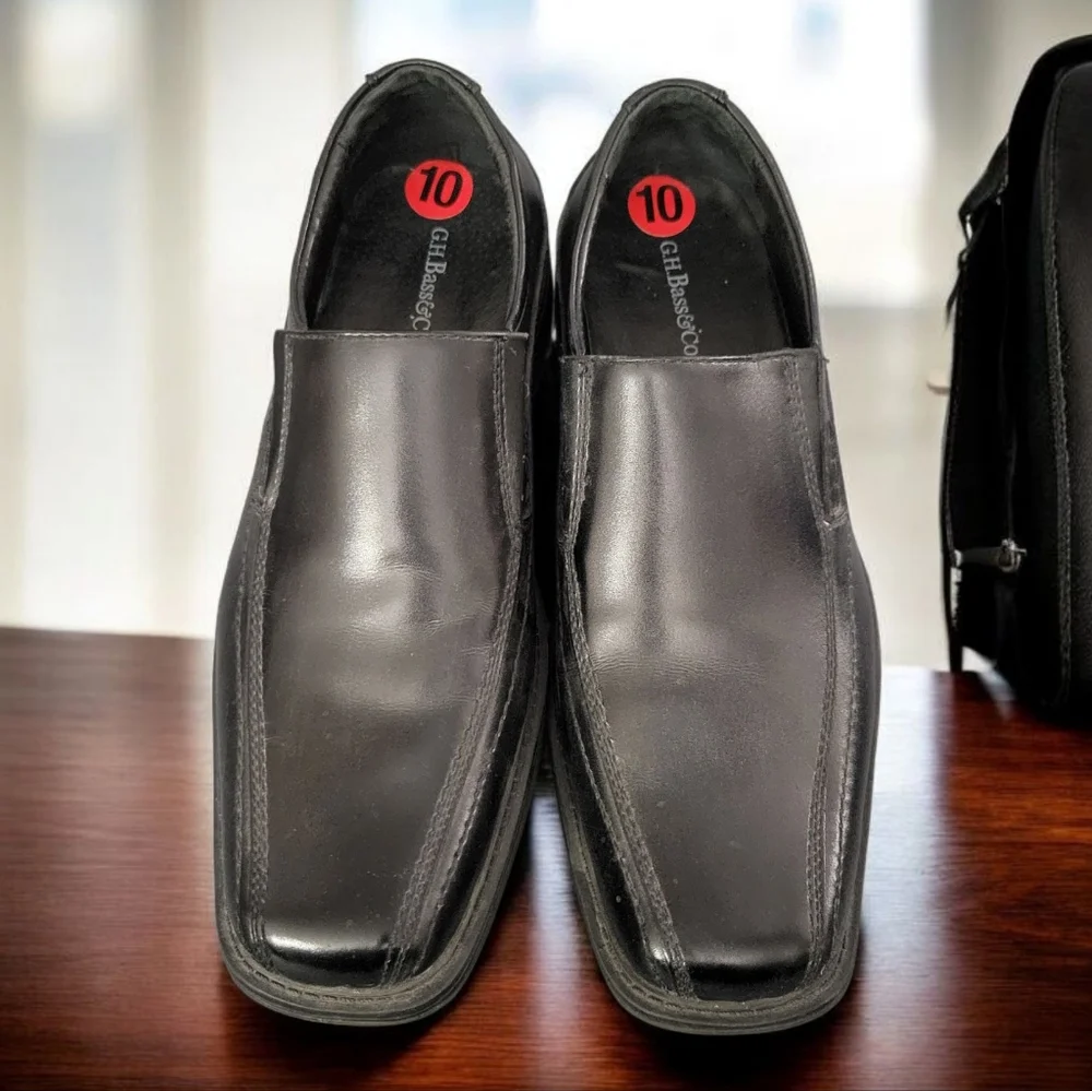 New! G.H. BASS Co. Classic Black Men's Slip-On Shoes Size 10